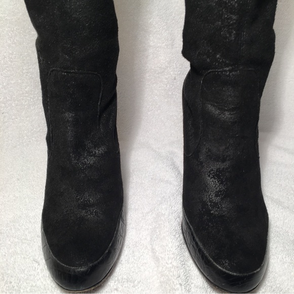 DONALD J. PLINER Boots DISTRESSED SUEDE Black - Sz 8.5 M Made in SPAIN - Picture 11 of 16